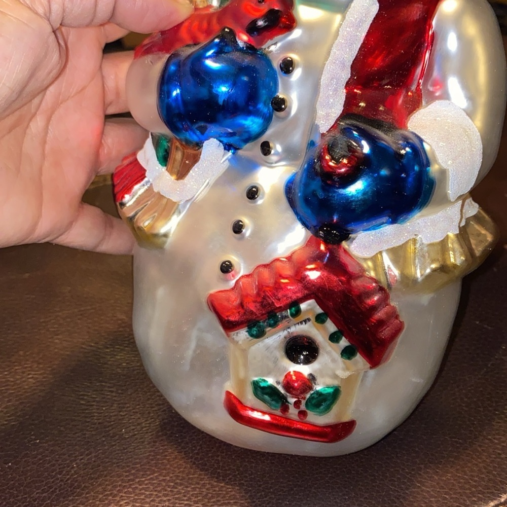 Rare Midwest Glass Snowman Centerpiece Mercury Glass Snowman Figurine - 12” tall - Picture 6 of 6
